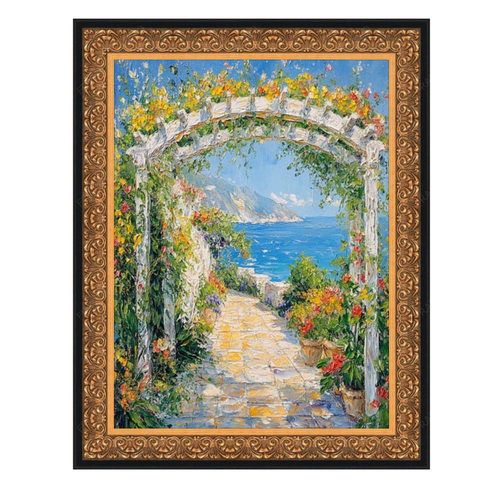 32x48 Frame Antique Floral Gold With Black Lip Picture Frame