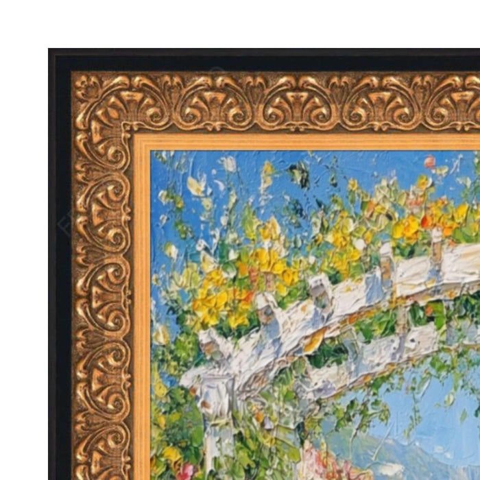 32x48 Frame Antique Floral Gold With Black Lip Picture Frame