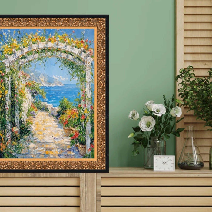 32x48 Frame Antique Floral Gold With Black Lip Picture Frame