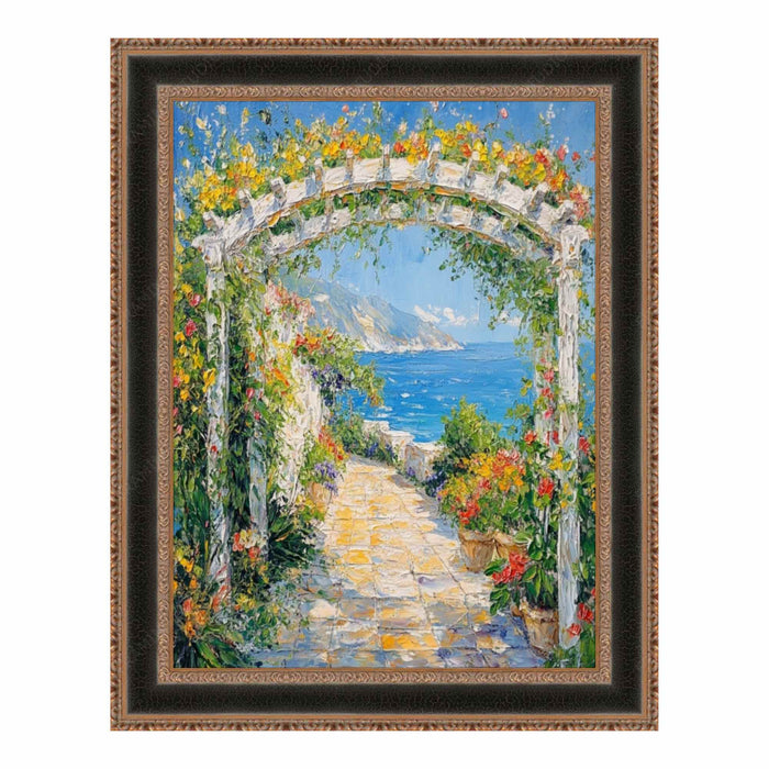 32x48 Frame Antique Gold Black Leather Picture Frame