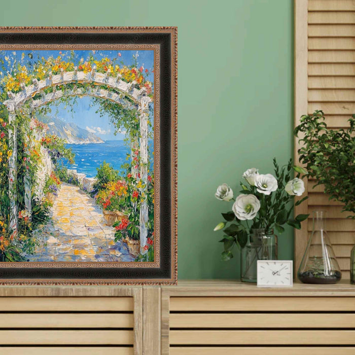 32x48 Frame Antique Gold Black Leather Picture Frame
