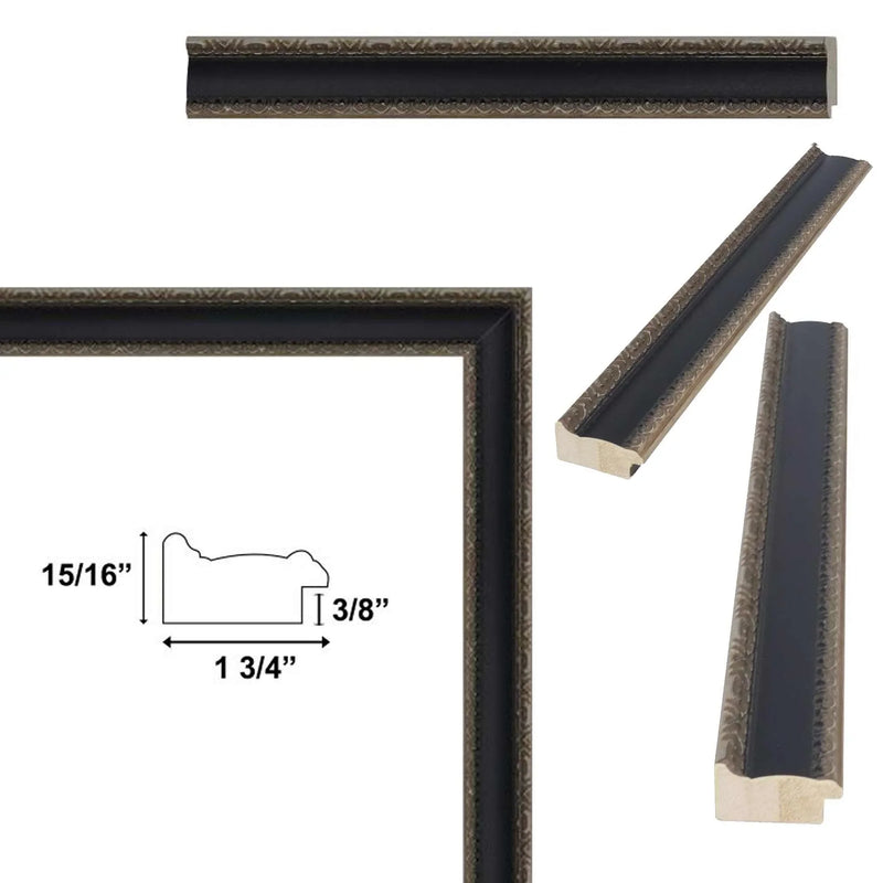 40x60 Frame Antique Silver Black Leather Picture Frame