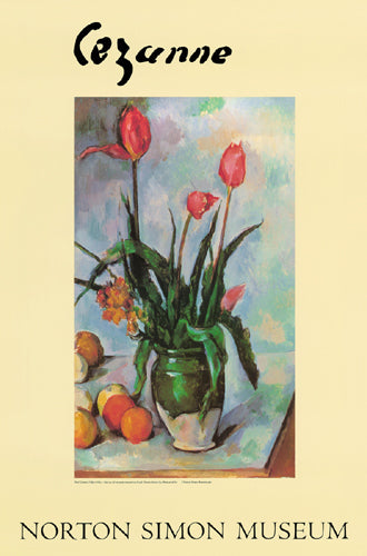 Tulips in Vase by Paul Cezanne Art Print - 16.625 " Wall Decor | Impressionist Still Life for Home & Office