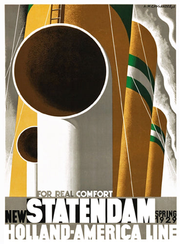 Art Print Statendam by Adolphe Mouron Cassandre - Vintage Ocean Liner Wall Art Décor
