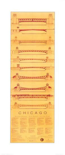 Chicago Bridges Art Print by Craig Holmes - 40x17 " Urban Landscape Wall Decor