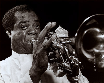 Louis Armstrong Jazz Legend Wall Art Print by William Gottlieb - Iconic Black & White Music Decor | 24x30 Inch
