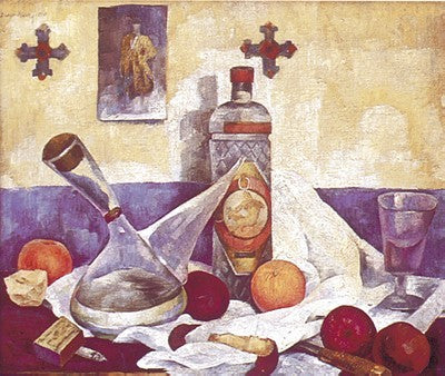 Naturaleza Muerta con Botella de Anis by Diego Rivera - Vintage Still Life Art Print 16.5 x 23.5