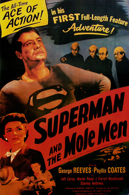 Superman and the Mole Men Art Print - Vintage Sci-Fi Wall Decor 35.5x22 Inch
