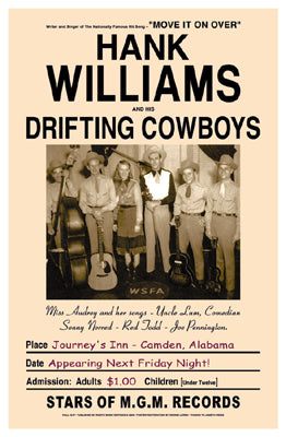 Hank Williams & His Drifting Cowboys 1947 - Vintage Music Art Print 24x17 Inch