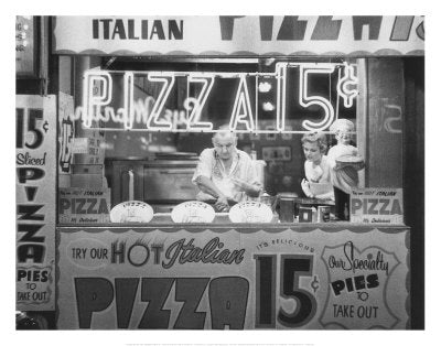 Hot Italian Pizza, NYC, 1955 by Nat Norman - Vintage Food & Cityscape Art Print, 22 x ... " Wall Décor