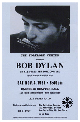 Bob Dylan at Carnegie Hall, 1961 - Iconic Music Photography Art Print 23x_ inches | Vintage Wall Decor