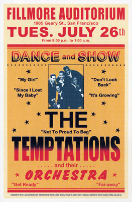 The Temptations, Fillmore, 1966 - Vintage Music Wall Art Print | Iconic R&B Decor 23x29 Inches