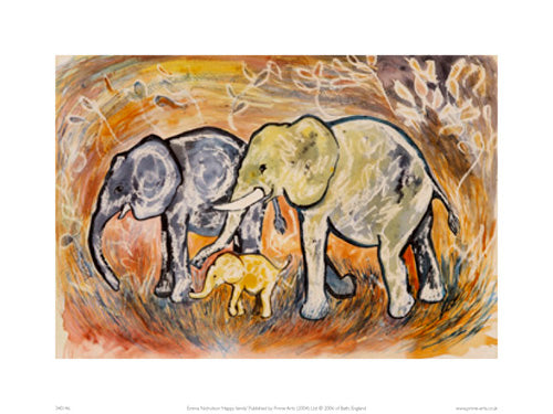 Happy Family Art Print by Emma Nicholson - Whimsical Home Decor | 11.8 x 15 Wall Art