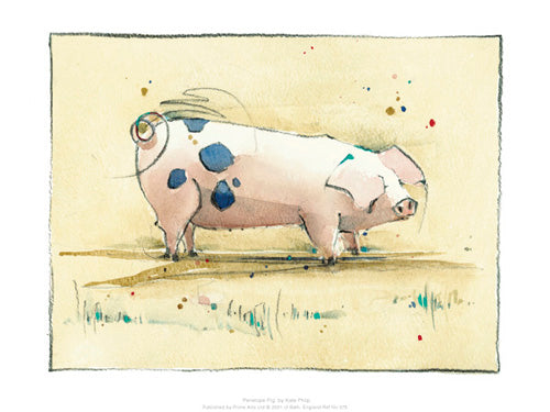 Penelope Pig Art Print by Kate Philp - Whimsical Animal Wall Décor