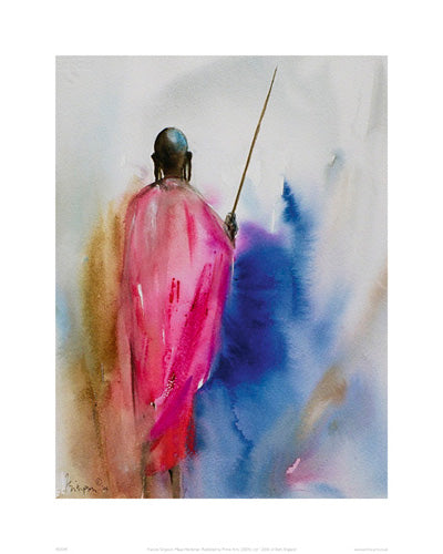 Masai Herdsman Art Print by Frances Simpson - 19.7 x 15.7 Wall Decor