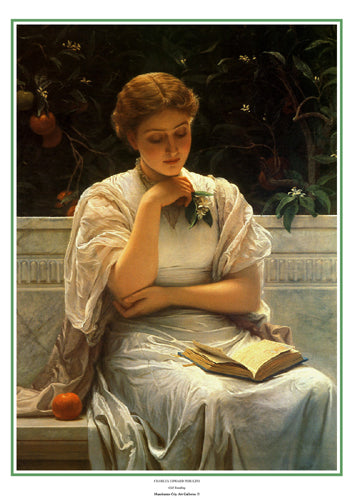 Girl Reading by Charles Edward Perugini Art Print - Elegant 23.375 x 16.5 Wall Décor