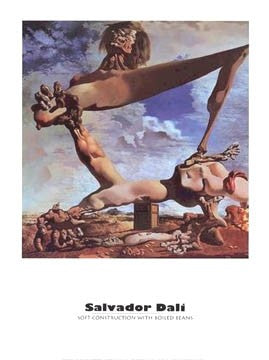 Soft Construction with Boiled Beans by Salvador Dali - Surrealism Art Print | 32x24 " Wall Decor