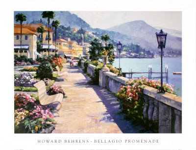 Bellagio Promenade by Howard Behrens - Italian Lake Como Wall Art Print, 27 x 35 Décor