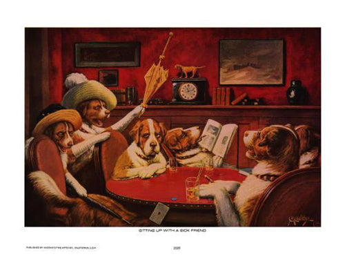 Sitting Up with a Sick Friend by C.M. Coolidge Art Print - 12x16 " Wall Decor