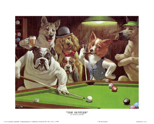 The Hustler Mini Art Print by Arthur Sarnoff - Iconic Pool Hall Wall Art Decor