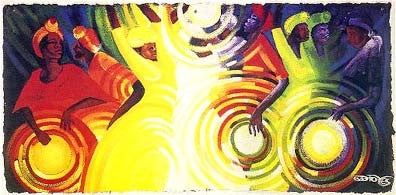 Tambourines, Talking Drums & Smoke Signals by Bernard Hoyes Wall Art Décor 22 5/8 x 37 Art Print