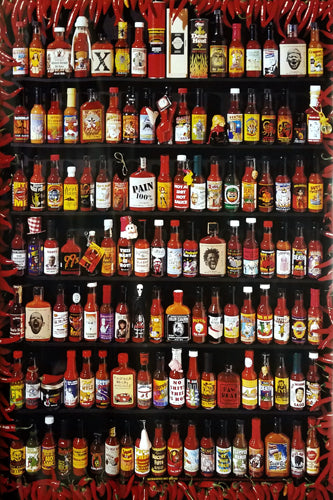 Outrageous Hot Sauces Art Print by Jennifer Trainer Thompson - 36x24 Wall Decor