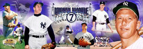 Mickey Mantle Photoramic by Anon Wall Art Décor 12 x 36 Art Print
