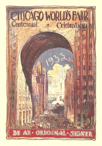 Chicago World's Fair 1933 Centennial Celebration Art Print - Vintage Wall Decor