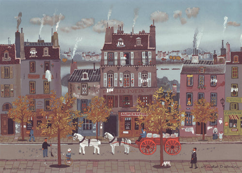 Marchand de Farine by Michel Delacroix Art Print - Parisian Street Scene Wall Art Decor