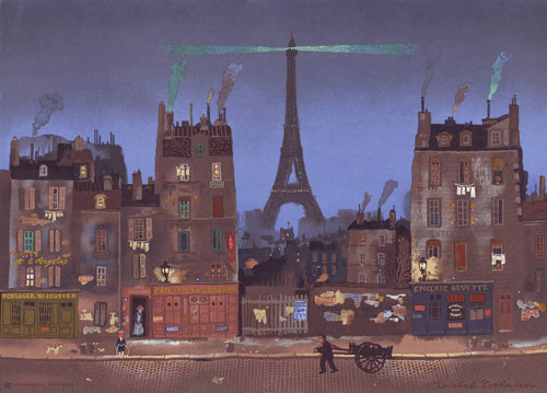 Lithograph Tour Eiffel la Nuit by Michel Delacroix Wall Art Décor 12 1/2 x 17 1/4 Art Print