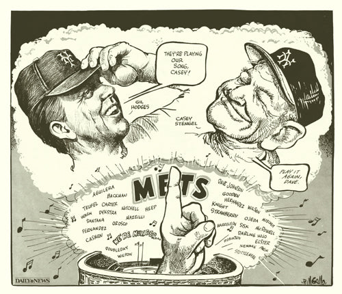 1986 Mets: Gil Hodges & Casey Stengel Art Print by Bill Gallo - Iconic MLB Wall Decor