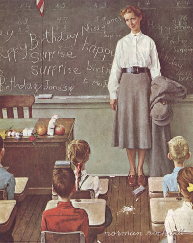 Happy Birthday, Miss Jones by Norman Rockwell Wall Art Décor 14 x 11 Art Print