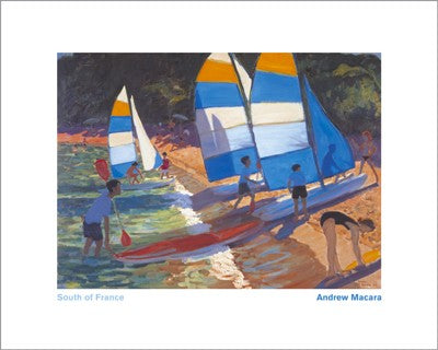 Sailboats, South of France by Andrew Macara - Coastal Wall Art Print 15.75 x 19.5