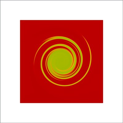 Whirl #6 Green on Bright Red by Michael Banks Wall Art Décor 15 ¾ x 15 ¾ Art Print