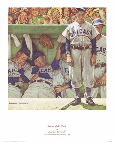 Bottom of the Ninth by Norman Rockwell Wall Art Décor 14 x 11 Art Print