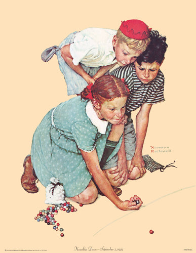 Knuckles Down by Norman Rockwell Wall Art Décor 14 x 11 Art Print