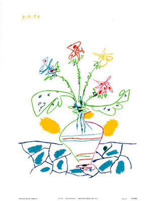 Lithograph Vase with Flowers by Pablo Picasso Wall Art Décor 40 x 26 Art Print