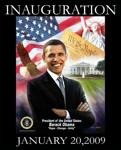 Obama Inauguration Art Print: Hope, Change, Unity by Wishum Gregory - 20x16 " Iconic Wall Decor