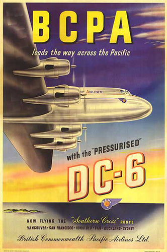 BCPS DC-6 Airliner Art Print - Vintage Aviation Wall Décor 36 x 24 Inch