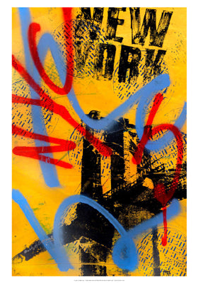 NYC Yellow Art Print by Bobby Hill - Modern Cityscape Wall Decor 20x16