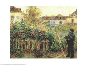 Monet Painting in His Garden at Argenteuil, 1873 by Pierre-Auguste Renoir Wall Art Décor 24 x 30 Art Print