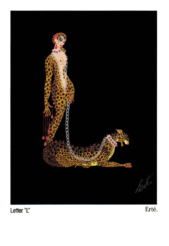 Letter “L” by Erté - Romain de Tirtoff Wall Art Décor 7 ¼ x 5 1/8 Art Print