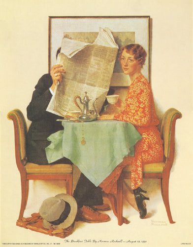 The Breakfast Table by Norman Rockwell Wall Art Décor 14 x 11 Art Print