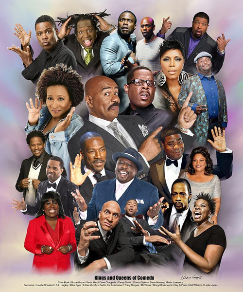 Kings and Queens of Comedy Art Print: Iconic Stand-Up Legends Wall Decor