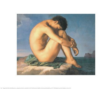 Hippolyte Flandrin Jeune Homme nu Assis au Boro de la Mer Art Print - 16x20 " Nude Male Wall Art Décor