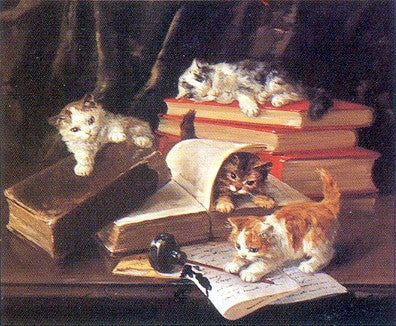 Playful Kittens by Alfred Brunel de Neuville Wall Art Décor 12 x 15 Art Print