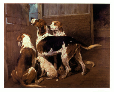 Hounds by a Stable Door by John Emms Wall Art Décor 25 x 31 Art Print
