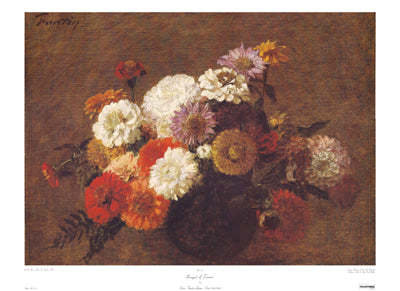 Bouquet of Zinnias by Henri Fantin-Latour Wall Art Décor 23 x 32 Art Print