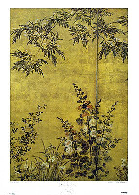 Mimosa Trees and Flowers by Kitagawa Sosetsu Wall Art Décor 36 x 26 Art Print
