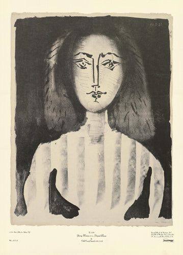 Young Woman in a Striped Blouse by Pablo Picasso Wall Art Décor 31 x 22 3/4 Art Print